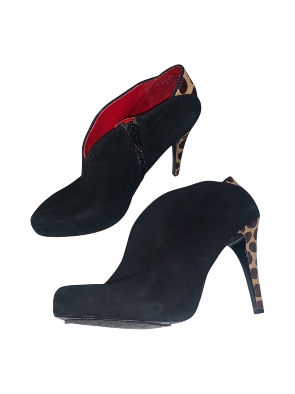 Nine West Haywire Suede Ankle Booties Stiletto Heel Leopard Back Women’s 6.5 US